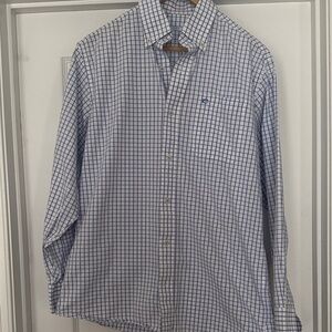 Southern Tide Blue and White Plaid Shirt